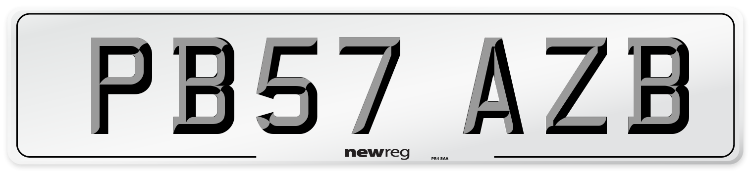 PB57 AZB Number Plate from New Reg